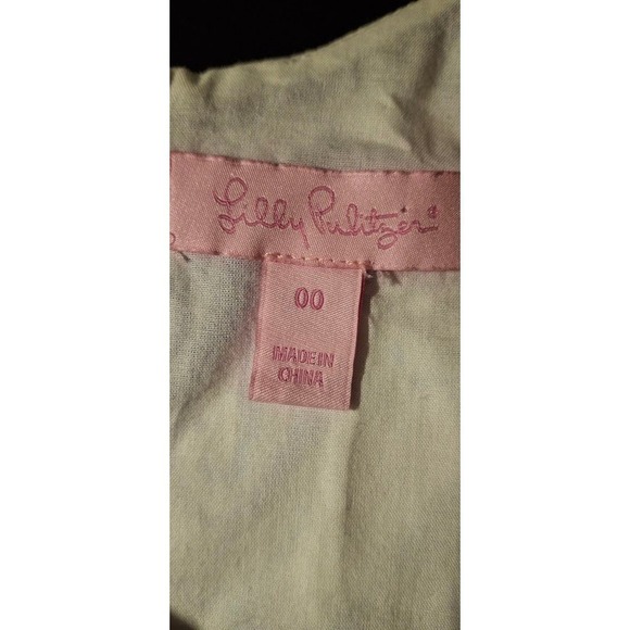 Lilly Pulitzer Blue White Elephant Print Soutache V-Neck Cotton Shift Dress 00 - Picture 4 of 5